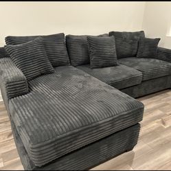 Brand New Comfy Corduroy Lined Sectional Set 