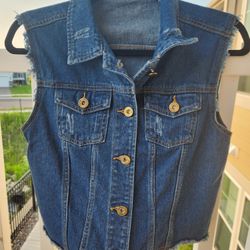 Anna-Kaci Medium Denim Tank Jean Jacket 