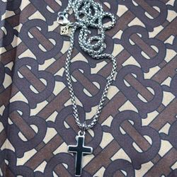 Cross Pendant Necklace With Black Onyx 