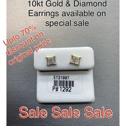 10kt Gold & Diamond Earrings Available On Special Sale 