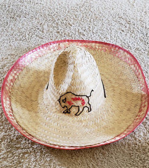 Mexican Straw Sombrero Hat -19 In. New