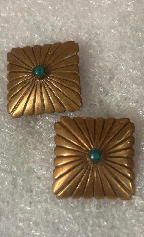 Aretes Laminado Gold Filled Piedras Jade Joyería Antigua