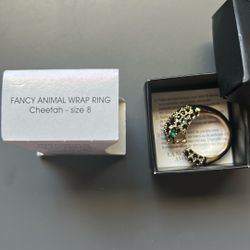 Ring Size 8-Cheetah, Fancy Animal Wrap Ring
