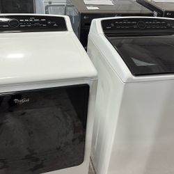 Whirlpool Top Load Washer & Front Load Electric Dryer Set