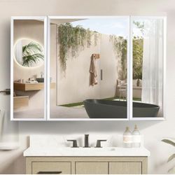 36 inch X 26 inch Aluminum Bathroom Medicine Cabinet, Adjustable Glass Shelves, Waterproof and Rust-Resist, Recess or Surface Mount Installation,Silve