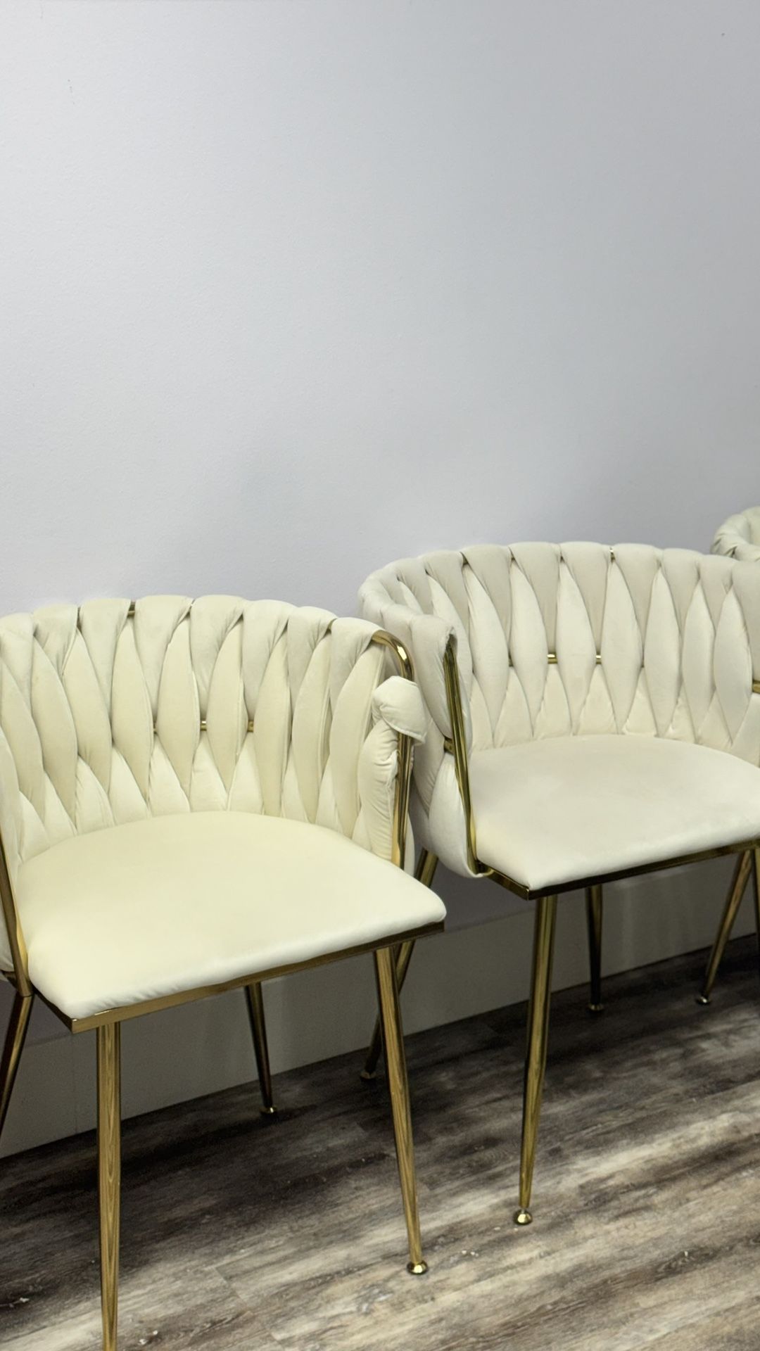 Set of 5 Modern Velvet Dining Chairs β Beige with Gold Metal Legs