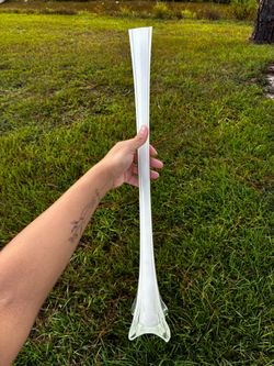 11 Tall White/Frosted Glass Vases – Wedding & Event Centerpieces