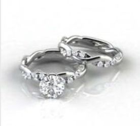 Brand NEW Ladies Sterling Silver Sparkling White Sapphire Wedding Ring Set