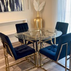 Modern Glam Glass Dining Table Set