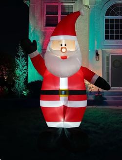 Inflable Tradicional de Santa Claus de 12 ft de Altura, Decoración Navideña para Exteriores con Luces, Perfecto para Exhibiciones en el Césped y el Ja