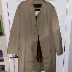 London Fog Faux Fur Lined Trench Coat Men’s 44 Reg 