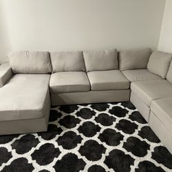 Grey Upholstery Linen Sectional Sofa 