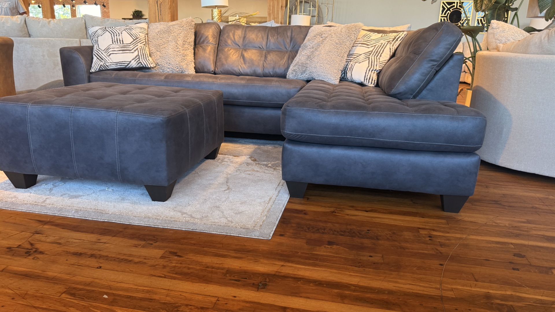 New Gray color 2 pc sectional sofa with ottoman