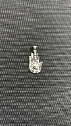 .925  Sterling Silver Hamsa Hand Pendant