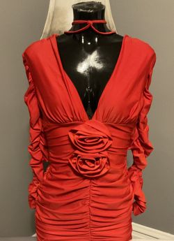 BRAND NEW FASHION NOVA DRESS Red Ruched Mini Dress