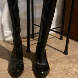 Black Patent Leather Boots. Size 6