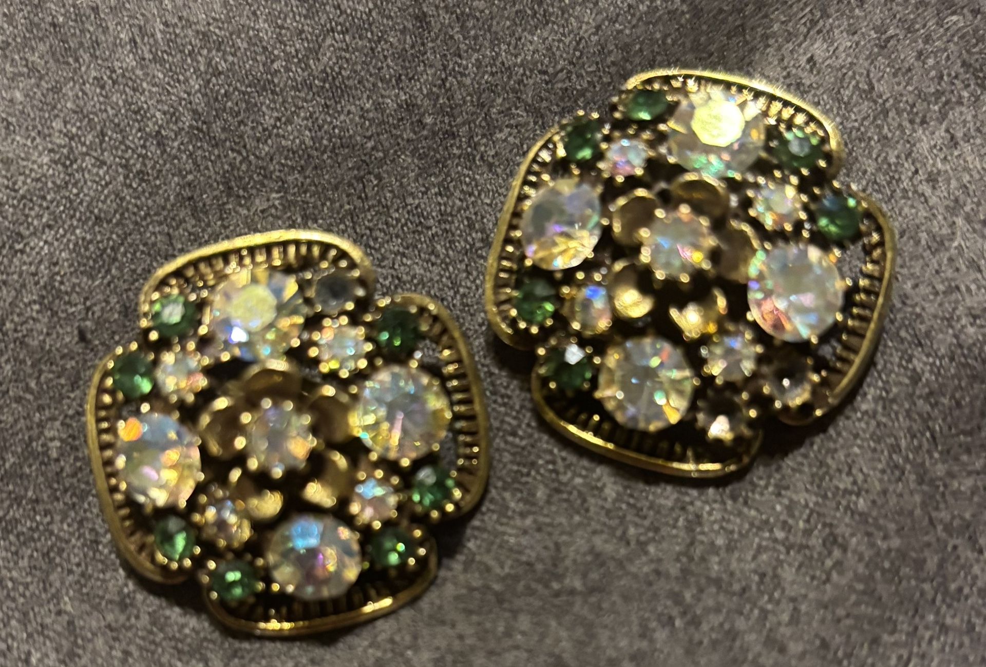 VTG Florenza Clip On Earrings Aurora Borealis