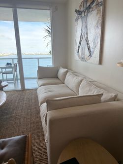 Crate and barrel lotus sofa in frost