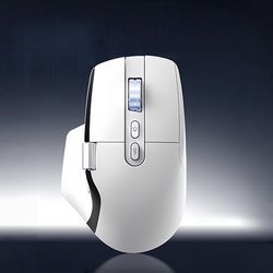 Ergonomic Wireless Mouse with Infinite Scroll & Side Scroll Wheel, Bluetooth & 2.4G Rechargeable Office Mouse, 5-Device Multi-Connection, OLED Display