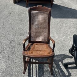 Antique Cane Victorian Lady Rocking Chair