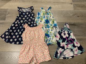 Toddler girls size 3T summer dresses and romper (4 pieces)