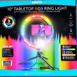 NEW 10" Tabletop RPB Ring Light With Ballhead Tripod & Phone Holder
