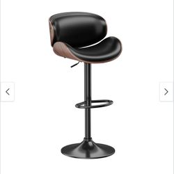 2 - Bar Stools Adjustable Height Swivel Faux Leather Armless Barstools -Black - Adjustable NEW