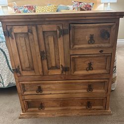 Rustic Pine Dresser Mexican/Southwest Style Cabinet w/ Iron Hardware