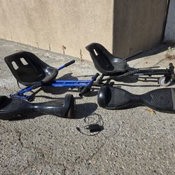 2x  Hover-1 Hoverboard Buggy Scooter Attachment (black and blue) and 2x  hoverboards