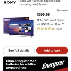 65in 4k Hisense Roku Tv With Wall Mount