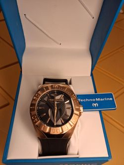 TechnoMarine Rose Gold Watch with Black Strap