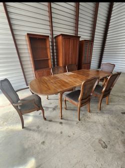 French Provincial Style Dining Set - Oval Table & Cane Back Chairs