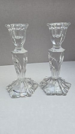Crystal Candlestick Holders Set of 2 – Elegant Clear Glass Candle Holders