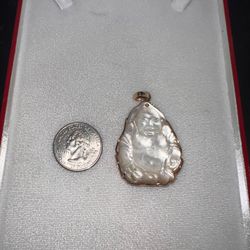 14K Gold Mother of Pearl Buddha Pendant