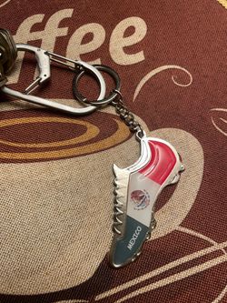 Mexican Flag themed soccer cleats keychain