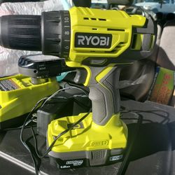 Ryobi New Drill With The 2 Batteries Chargers Amd Drill Kit!