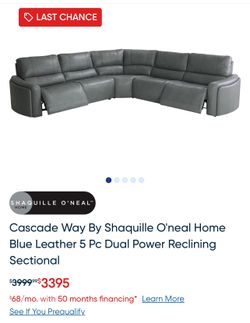 5 Pc - Leather Sectional - Power reclining