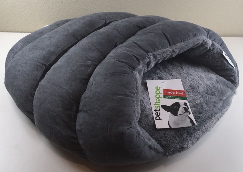 NEW! Pet Shoppe Cat Dog Soft Comfy Cave Bed - Gray