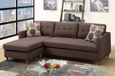 Chocolate Polyfiber Reversible CHAISE Sectional Sofa