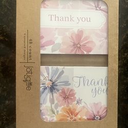 48 Sets Thank You Cards with Envelopes and Sealing Stickers, 6 Assorted Designs, Thank You Notes, 4" X 5.5" All Occasions Floral Theme