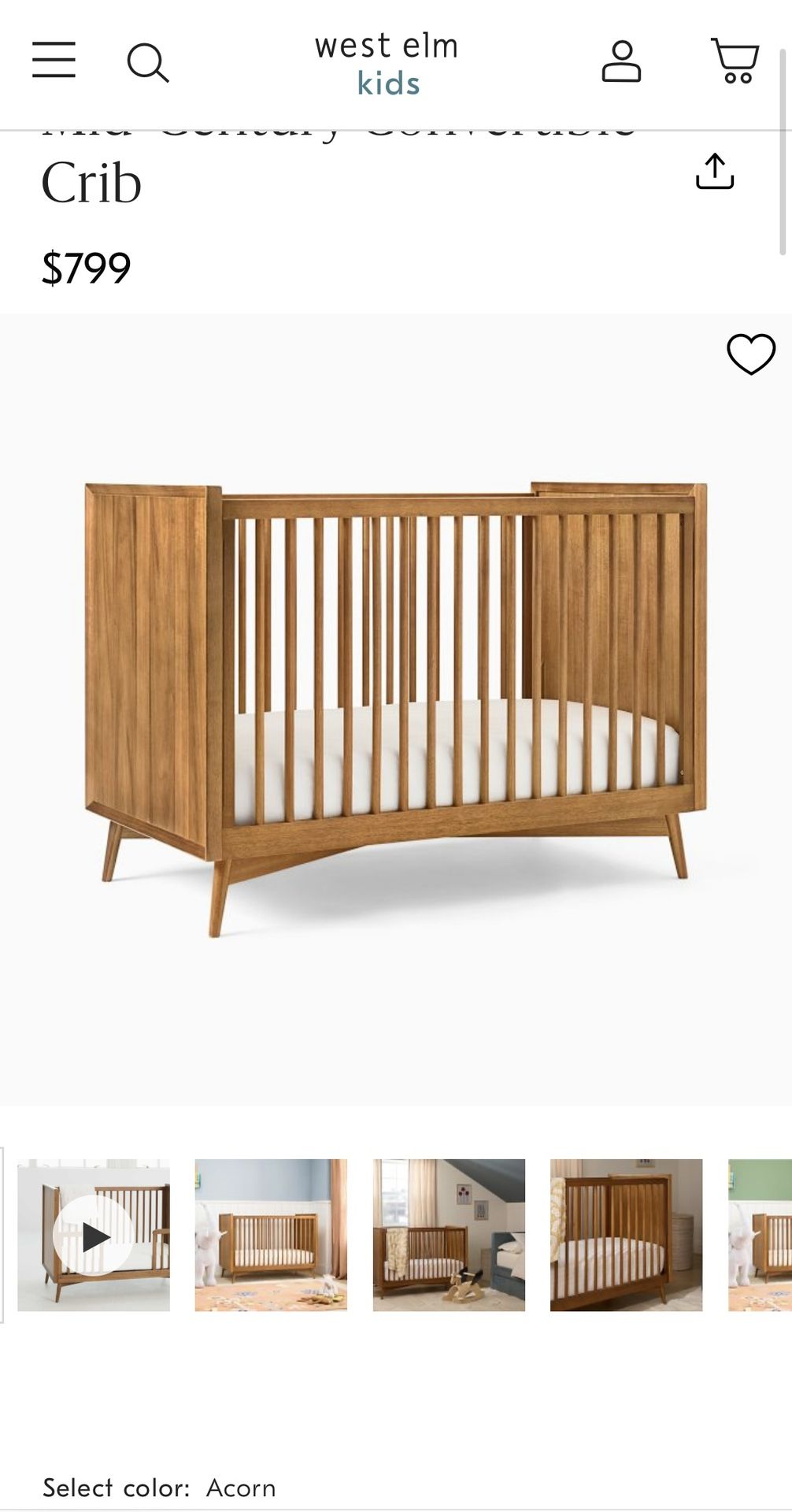 West Elm Mid-Century Convertible Crib