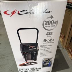 New Schumacher Electric Automotive 6-Volt and 12-Volt 200 Amp Fully Automatic Wheeled Jump Starter and Battery Charger with 40 Amp Boost
