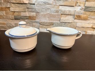 Lenox Chinastone Creamer and Sugar Blue stripe