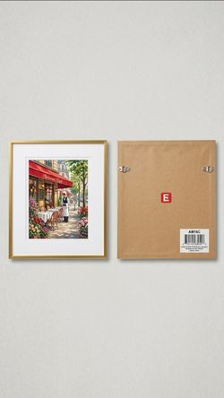 Framed Parisian Cafe Street Scene Wall Art (17.5"×21.5' Size