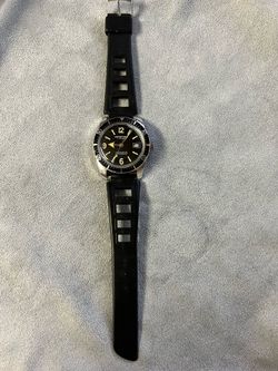 Vintage Wedgefield 17 Jewels Skin Diver Watch Hand Wind Black Dial Date Runs