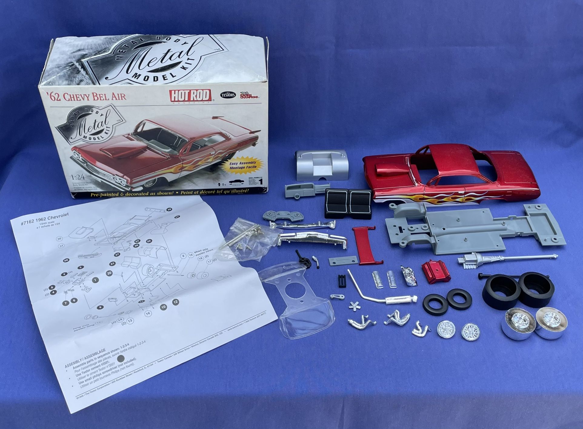TESTORS: 1/24 Metal Body Model Kit 62 Chevy "BEL AIR" #7162 Open Box