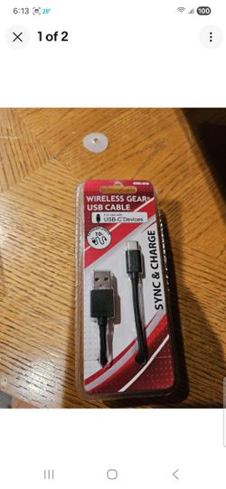 Wireless Gear 10 ft sync/charge Black cable for USB-C Devices