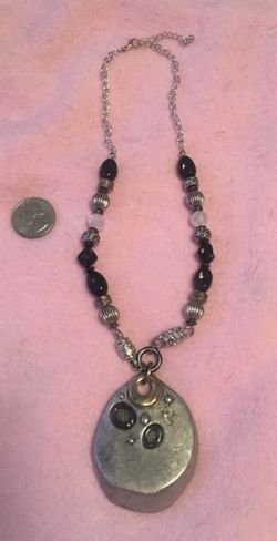 New silver beaded necklace