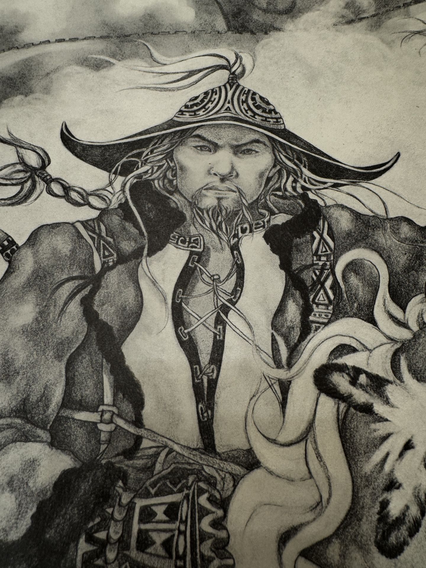 Vintage Artwork Signed Piece Genghis Khan