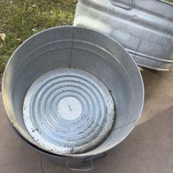 Vintage Galvanized Wash Tubs — Round & Square (Set of 5)